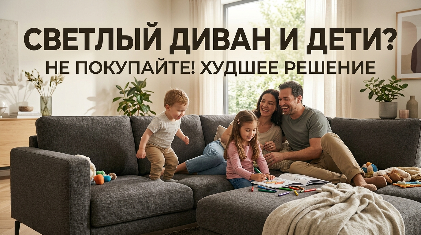 Купить диван семье с детьми: светлая обивка — худший выбор