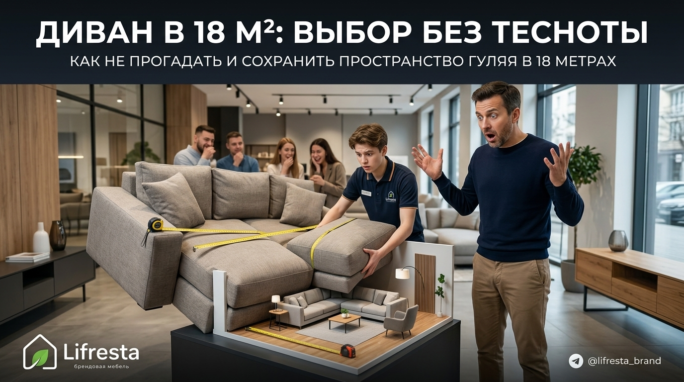 Купить диван для гостиной 18 м²: выбор без тесноты