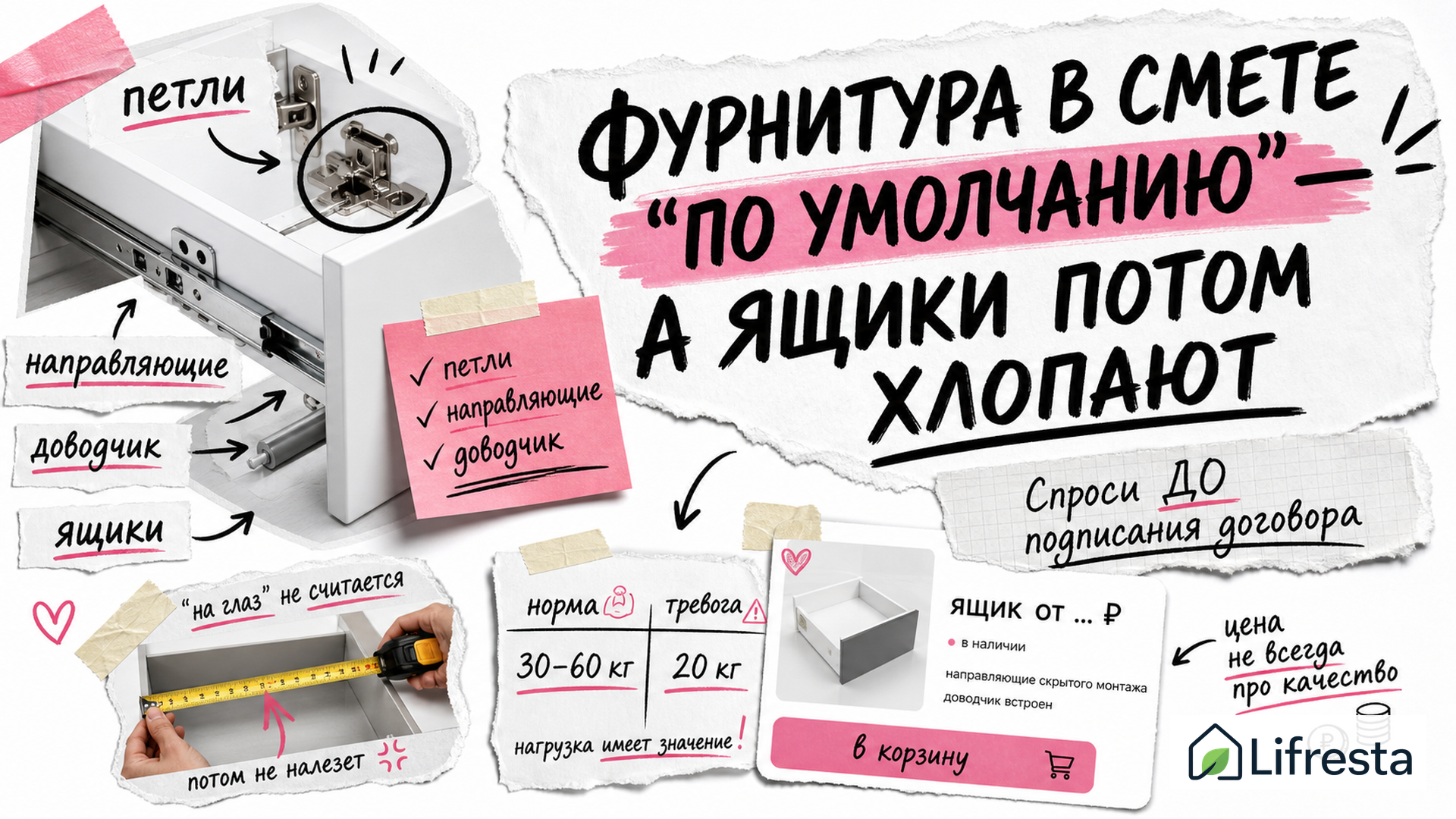 Как выбрать фурнитуру для кухни: петли, направляющие и ящики — чек-лист до заказа